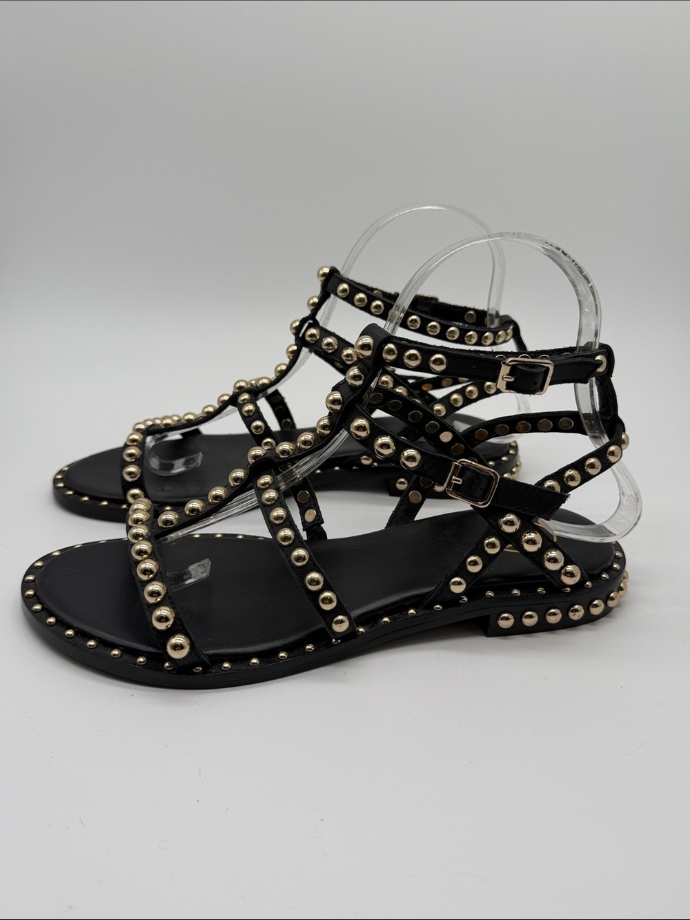 ASH Studded Sandals Size 6.5-7 Leather Gold Studded Gladiator